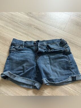 Ann Taylor Dark Blue Rolled-Hem Denim Shorts